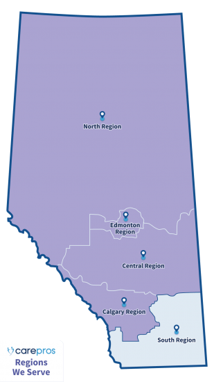 CarePros Regions We Serve Map