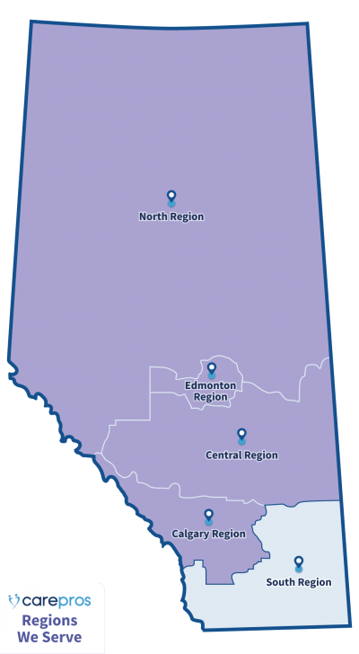 CarePros Regions We Serve Map